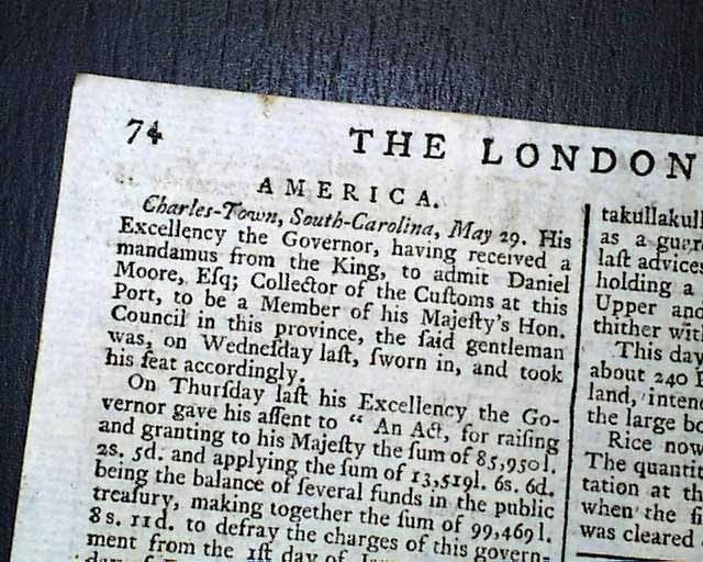 PENSACOLA FL Charleston SC London UK 1767 Old Newspaper  