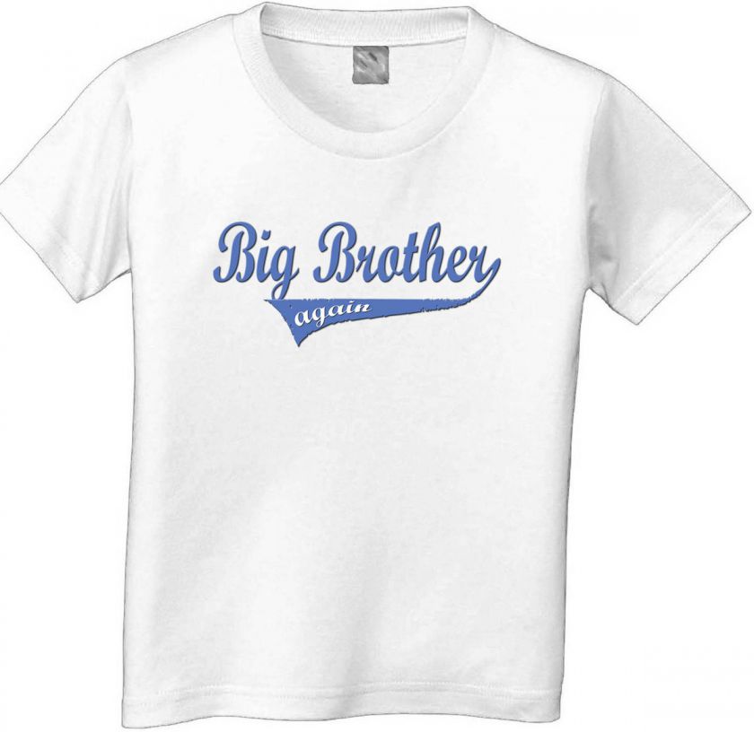 BIG BROTHER AGAIN SWOOSH sporty boys kids custom T Shirt white grey 