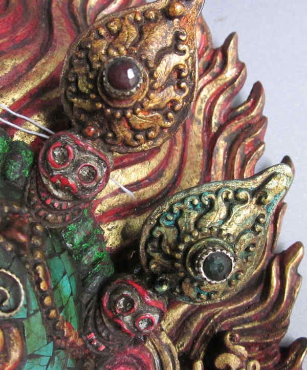 13 Old Tibet Tibetan Turquoise Protector Mahakala Mask Statue  