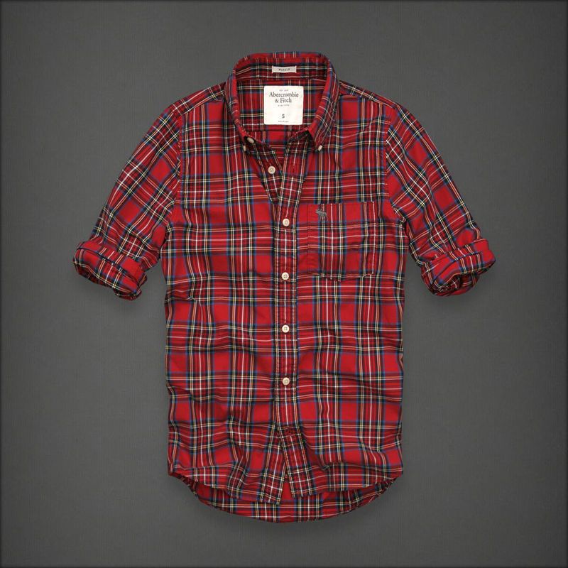 NWT Abercrombie & Fitch MENS Mount Armstrong RED PLAID SHIRT S, L $78 