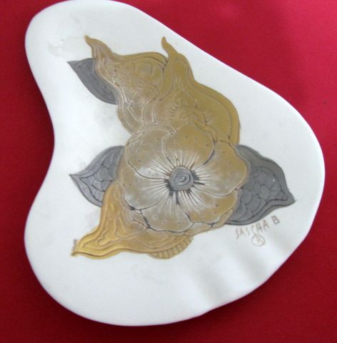 Sascha Brastoff Mid Century Modern POPPY Art Pottery Freeform Bowl 