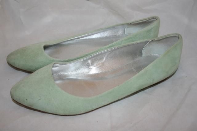 JCREW Suede Coralie Flats 7.5 Eucalyptus Green $128  