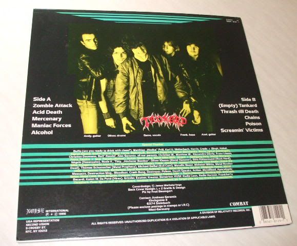 Tankard Zombie Attack 1986 Combat Records Vinyl Lp  