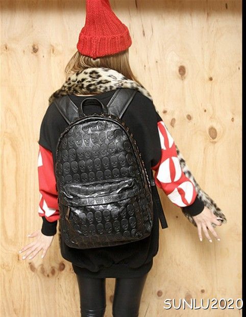   Bag New Crossbone Large Design Gothic Corss Daypack Black 0514  