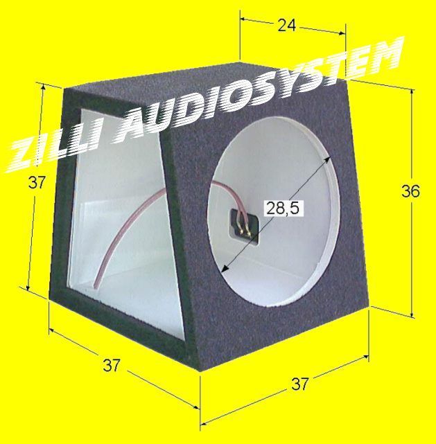 BOX x SUBWOOFER 28 LT. MDF DA 19 mm. Finestra in vetro  