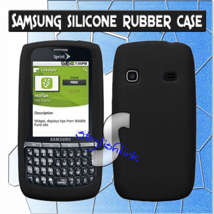 SOLID BLACK SOFT SILICONE RUBBER SKIN CASE COVER Sprint Samsung 