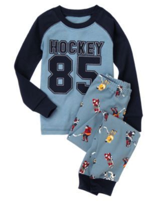 NWT GYMBOREE BOYS 6 12 18 HOCKEY 2PC PAJAMAS GYMMIES  