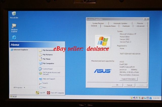 ASUS Eee PC 900 Netbook Laptop 900Mhz Cpu, 1GB Ram, 16GB SSD Windows 
