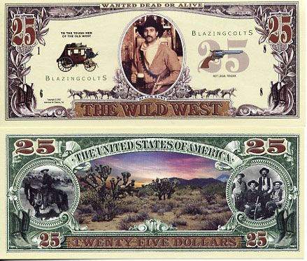 25 WILD WEST POSTAGE STAMP BILL (100/$13.99)  