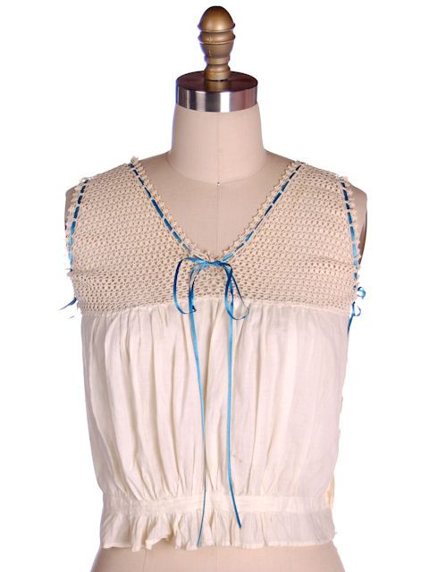 Vintage Victorian Corset Cover/Camisole Cotton & Crochet 35 Bust 