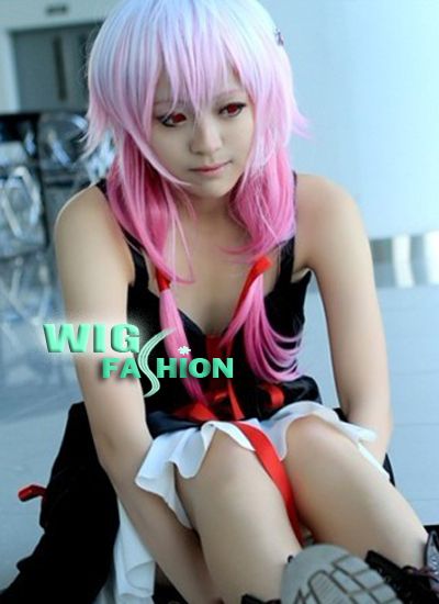 Guilty Crown Inori Yuzuriha Long Mixed Pink Anime Cosplay Hair Wig 