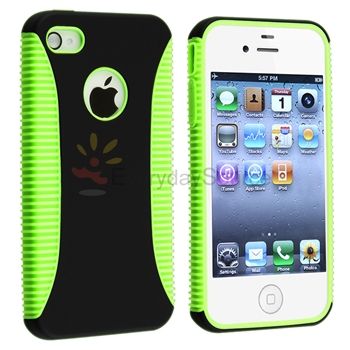 Hybrid Black/Green Hard/Soft Case+Protector for Sprint Verizon AT&T 