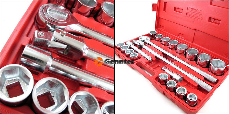 21 Pc 3/4 Drive Socket Wrench Bar Set Metric 6 Points  