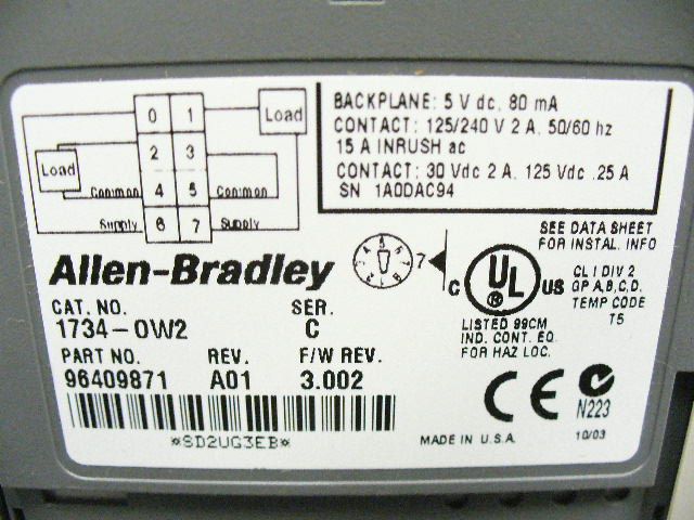 Allen Bradley 1734 0W2 / 1734 MB /1734 RTBS Relay  