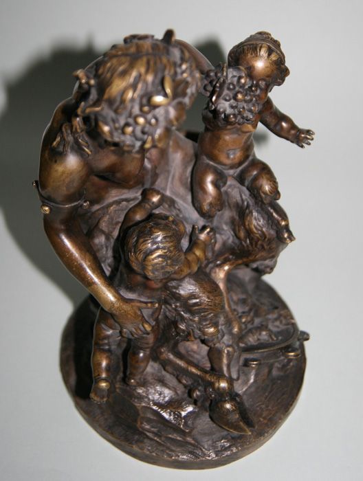 CLAUDE MICHEL CLODION BRONZE BACCHIC BACCHUS FAUN GROUP  