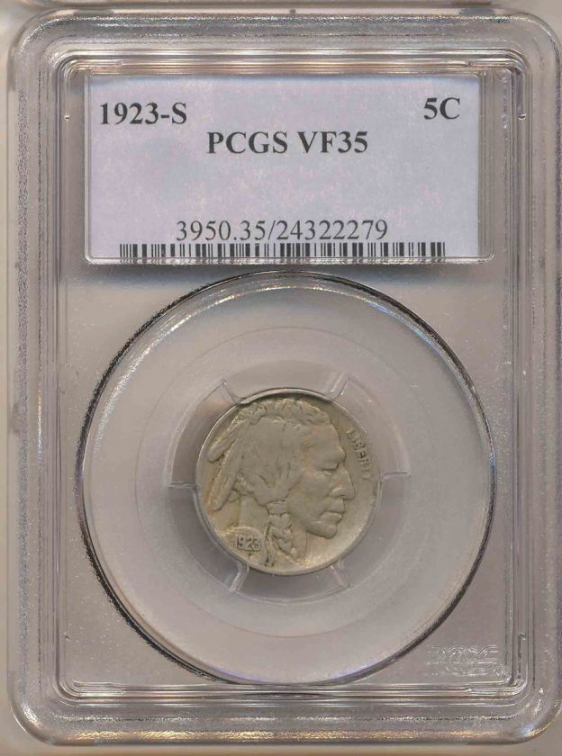 1923 S BUFFALO NICKEL VF35 PCGS. Nicely Struck.  