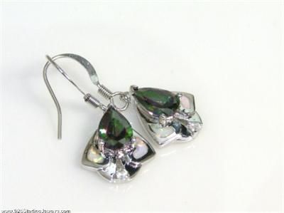 MYSTIC TOPAZ WHITE FIRE OPAL 925 SILVER EARRINGS 3/4  