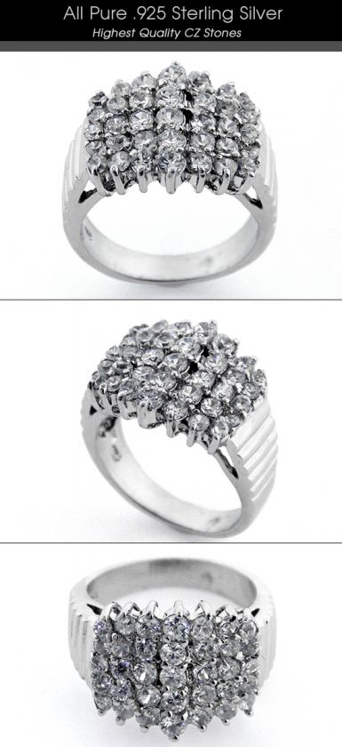 New Womens .925 Sterling Silver Ring w. White CZ Stone  