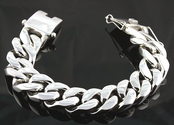 MEN HUGE 207 GRAMS 20 MM STERLING SILVER CHAIN BRACELET 8.5  