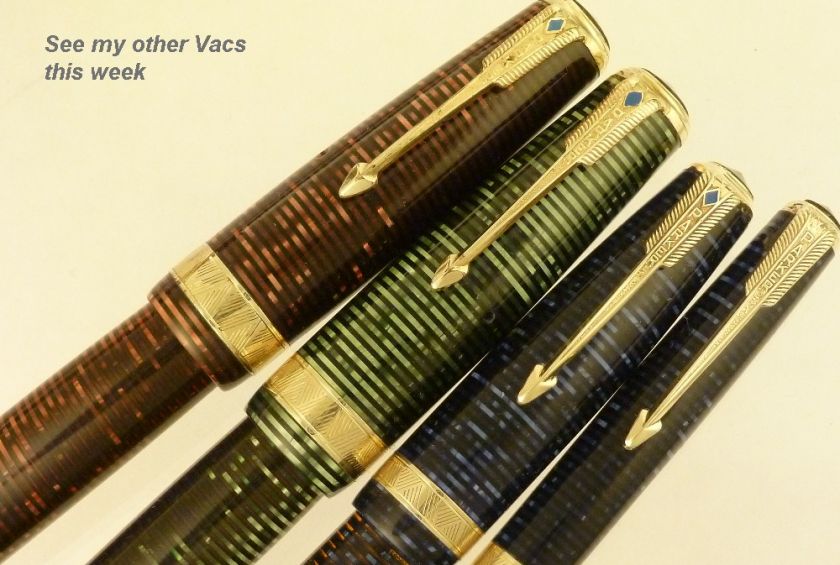 PARKER VACUMATIC MAXIMA, RED STRIPE, RESTORED     FOUNTAIN PEN  