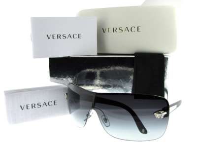 VERSACE VE 2119 1000/8G SILVER/BLK DESIGNER SUNGLASSES 725125718974 