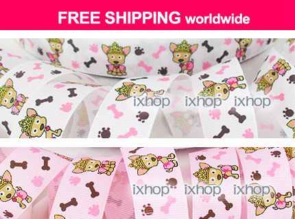   22mm Chihuahua Dog (U PICK COLOR) Grosgrain Ribbon 7100/19 2227  