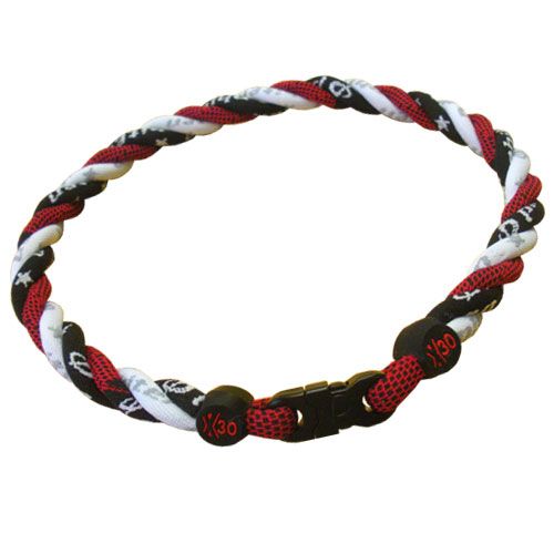 NEW PHITEN TITANIUM TSUNAMI BLK/RED/WHITE 18 NECKLACE  