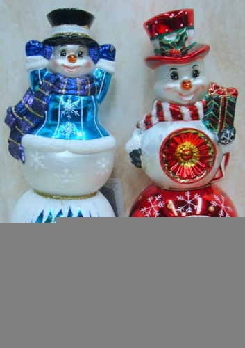 OLD WORLD Candy Coil Snowman ORNAMENT Glistening 24100  