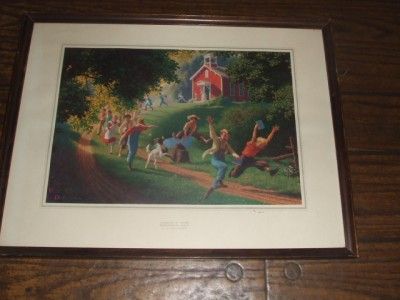 Vintage PAUL DETLEFSEN   Tintogravure Schools Out FRAMED 12x8.5 