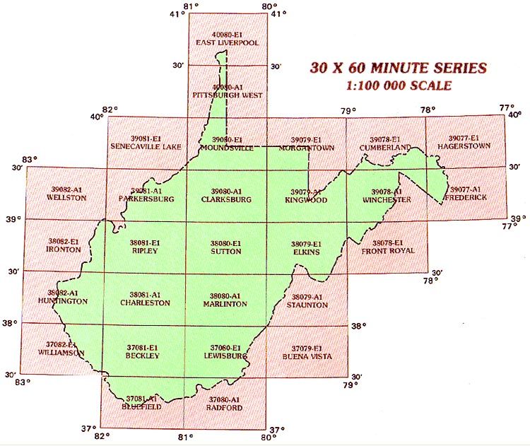 USGS 100K topo TOPOGRAPHIC camping MAP wv WEST VIRGINIA  