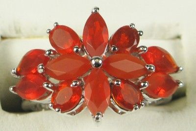   Silver 3.60ctw Marquise Cut Mexican Fire Opal Ring 3.1g Sz 6.25  