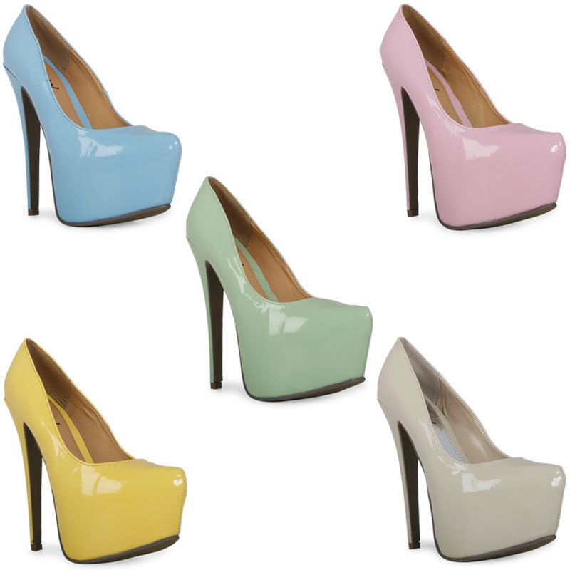 30T NEW WOMENS PASTEL PATENT CONCEALED PLATFORM HIGH HEEL LADIES SHOES 