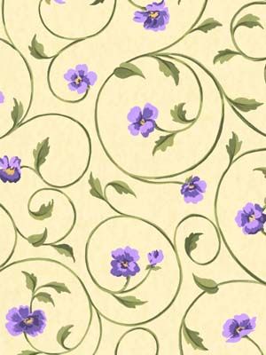 PASSION FOR PANSIES LARGE pansy fabric coordinate RARE 100% 