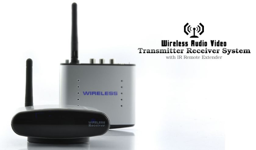 Wireless Audio Video Transmitter Receiver System w IR R  