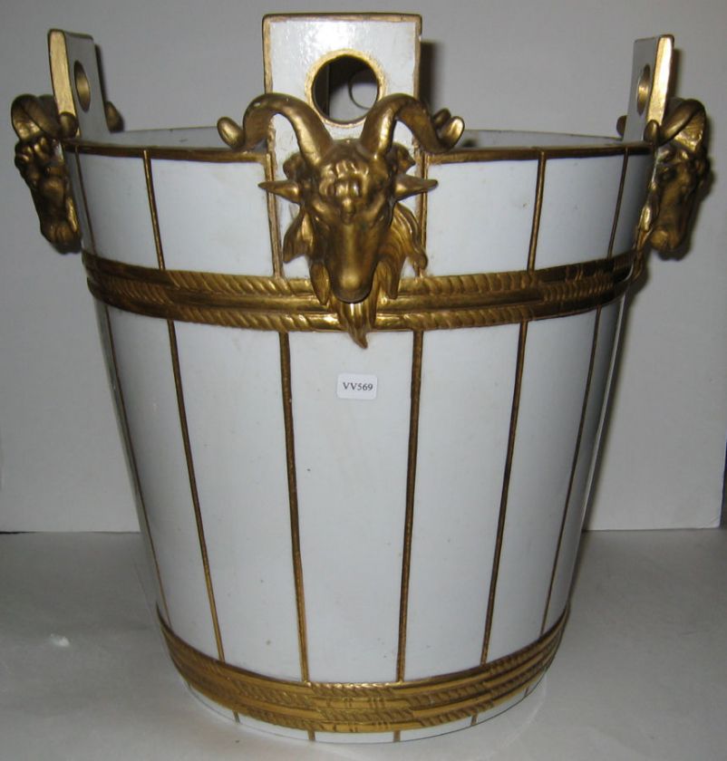 Antique Sevres Sty Gilded Porcelain Cachepot Jardiniere  