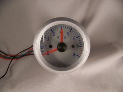   GAUGE SET SILVER FACE OIL PRESSURE VOLT WATER TEMP TACH 2  