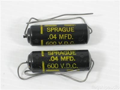 2pcs Pair NOS Sprague Black Beauty .04 MFD 600V Capacitors Caps  