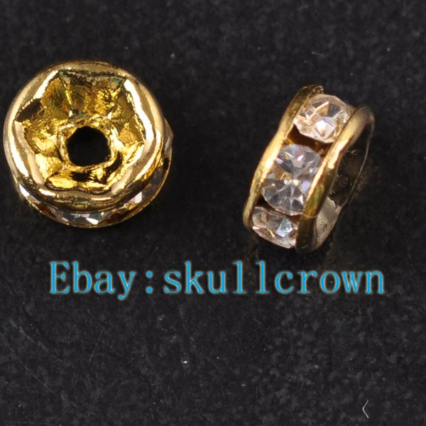 FREE SHIP 100pcs Gold Plated Crystal Spacer LS6785 6mm  