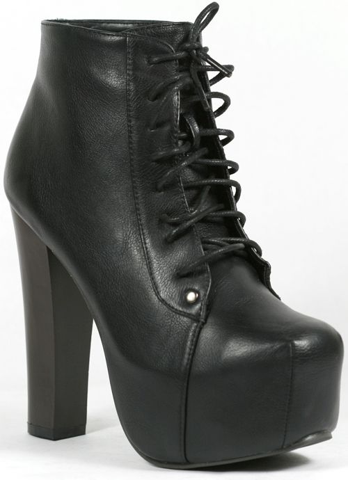 Black Lace up Platform Ankle Boot Bootie 7 us Glaze Victory 11  