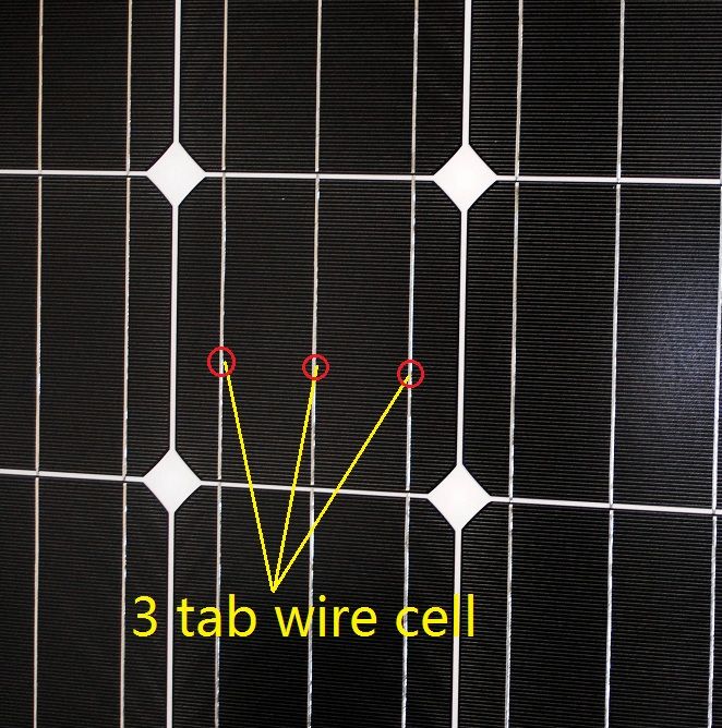 Each cell has 3 tab wires that improves high temperature performance 