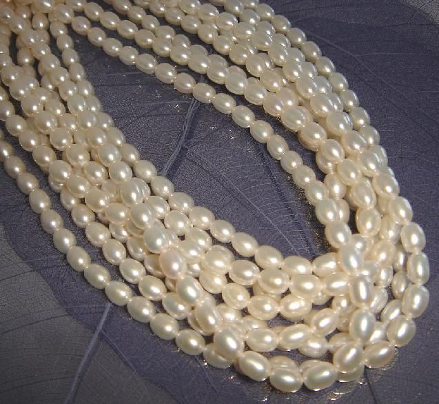 GENUINE PEARLS in CREAMY WHITE RICE SHAPE 6 MM  