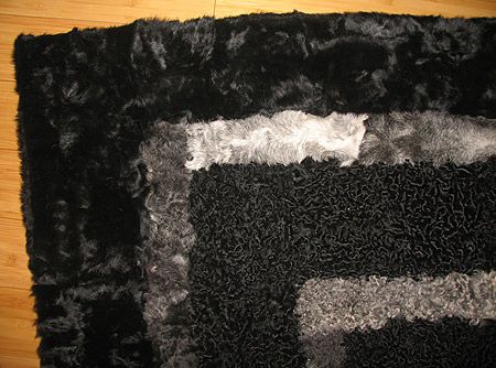 NEW Uzbek Karakul (Lamb Skin) hand made Fur Rug #8550  