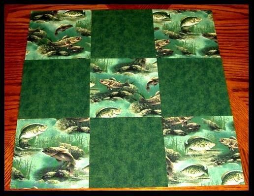 32 6 GONE FISHING & GREEN Cotton Squares Kit FISH   