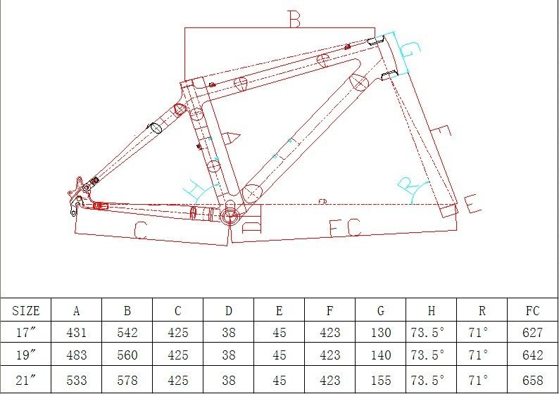 New Full Carbon MTB Mountain Bike Frame 17, 19 or 21  