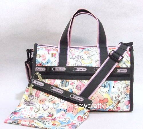 NEW Lesportsac Small Weekender Bag 7384 Razzle Dazzle + Pouch  