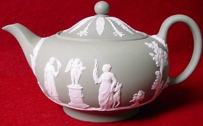 WEDGWOOD china JASPERWARE Celadon TEAPOT muses  