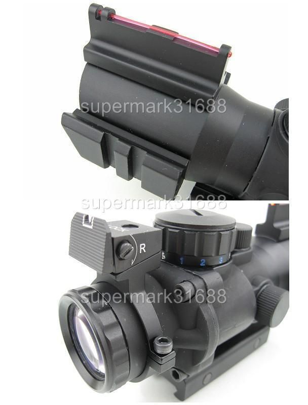 Tactical 4X32 Red Green Blue Illuminated Scope W/FiberOptic Sight 