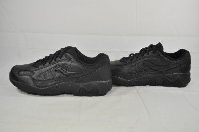 SAUCONY GRID LE MOTION CONTROL WALKING SHOE BLACK LEATHER 8.5 MEDIUM 