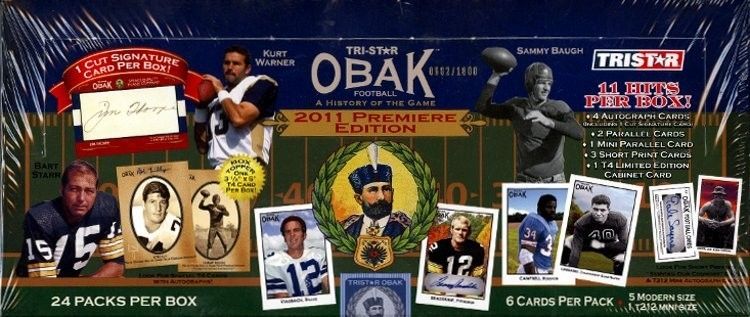 2011 TRISTAR OBAK FOOTBALL HOBBY 24 BOX SEALED CASE, AUTOGRAPHS 