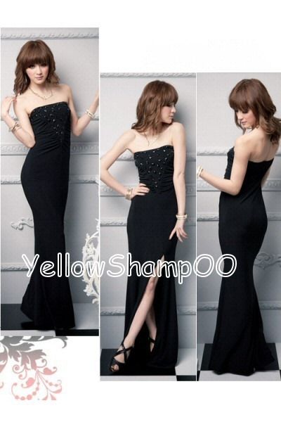 full length formal gown cocktail party dress black xs/s  